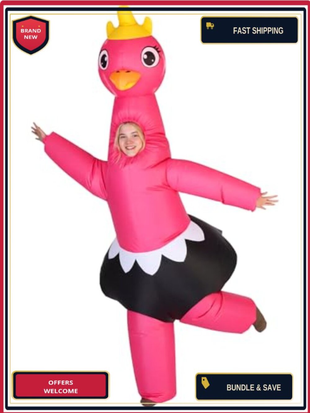 Inflatable Ostrich Costume Halloween Blow Up Outfit Adult One Size